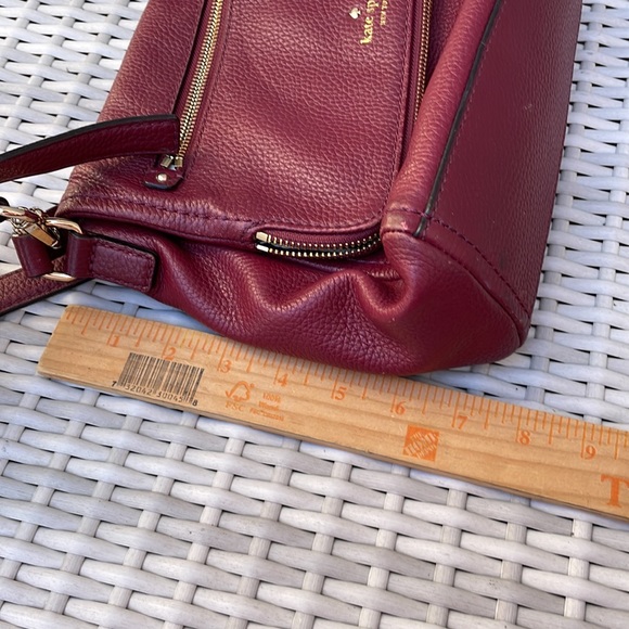Kate Spade "Carlson" Burgundy Pebbled Leather 2 Way Handbag - Picture 12 of 13